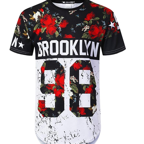 Other - Mens Hipster Hip Hop Floral Graphic T-Shirt